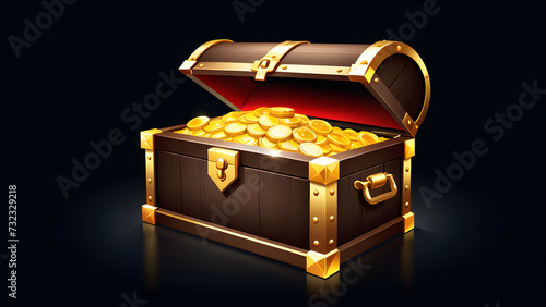 treasure jewel open box clipart isolated on a Dark background photo