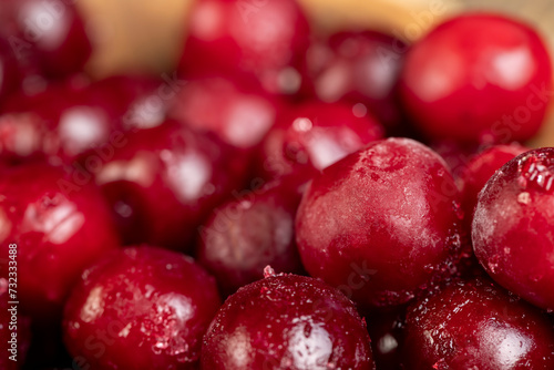 frozen berries of red ripe cherries