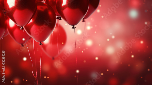 Red balloons background with copy space