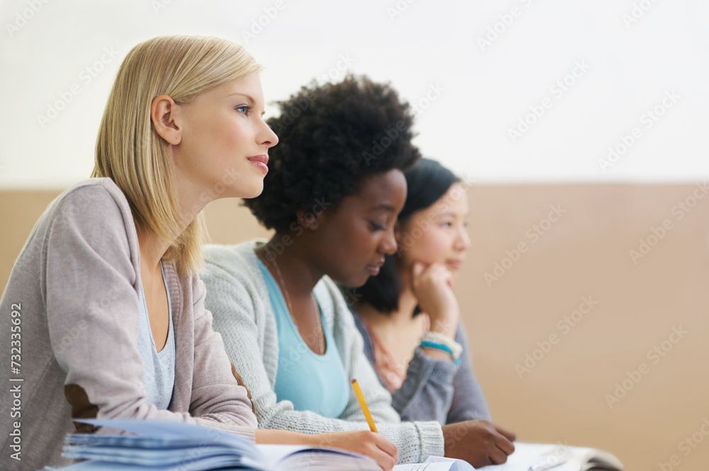Students, university and notes for studying in classroom, information and assignment. People, books and knowledge in education for learning, problem solving and ideas for solution in assessment Students, university and notes for studying in classroom, information and assignment. People, books and knowledge in education for learning, problem solving and ideas for solution in assessment