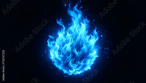 Dynamic blue flames with a mysterious glow emerge from the darkness, creating a striking contrast suitable for powerful visual narratives.
Generative AI.