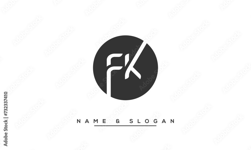 FK, KF, F, K Abstract Letters Logo Monogram FK, KF, F, K Abstract Letters Logo Monogram