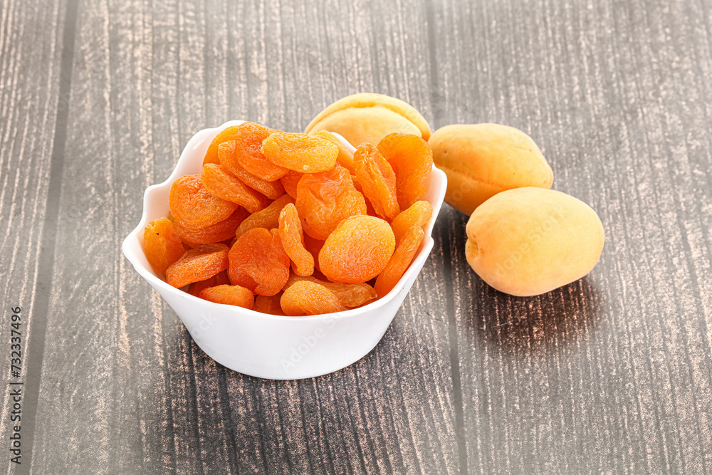 Dried apricot heap in the bowl Dried apricot heap in the bowl