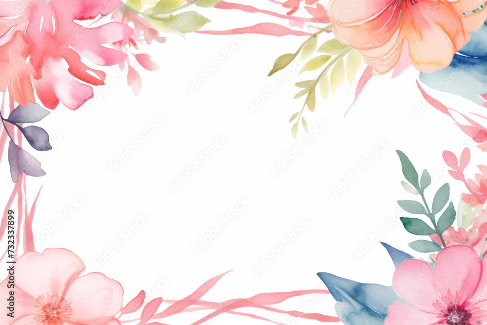 Naklejka premium 植物 花 フレーム 水彩