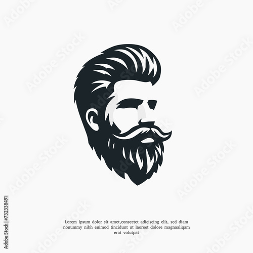 bearded male head logo design template