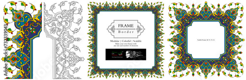 Frame mandala persian arabic turkish islamic hindi indian tibetan traditional colorful vector pattern texture vintage ornate retro elegant ornamental borders frames floral ornaments tazhib 38-v1.1.1 photo