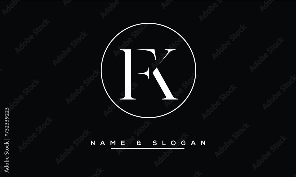 FK, KF, F, K Abstract Letters Logo Monogram FK, KF, F, K Abstract Letters Logo Monogram