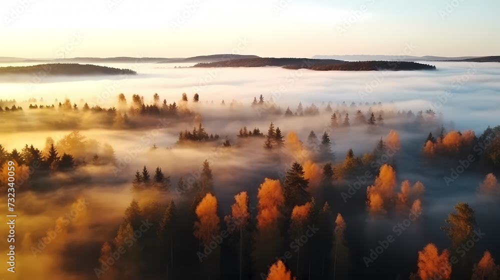 Fototapeta premium Forest landscape, exotic foggy forest