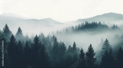 Forest landscape, exotic foggy forest © xuan