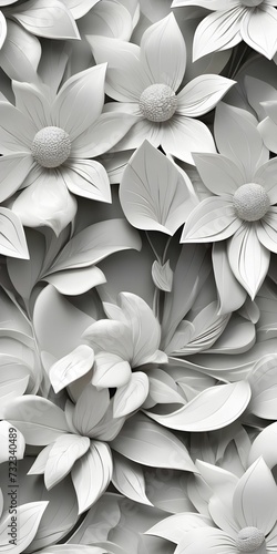 Luxury 3D wallpaper in white tones with a beautiful floral background  seamless texture  generated by AI