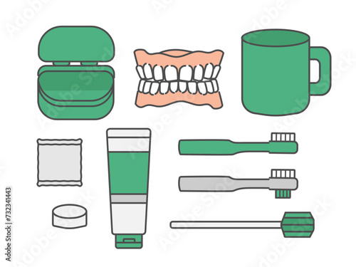 介護の口腔ケア用品　イラスト