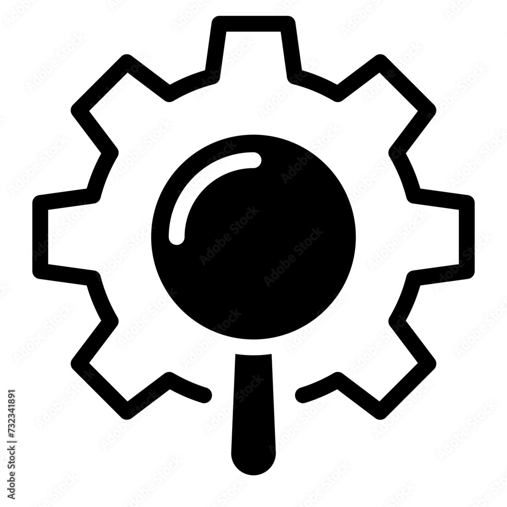 search Service and Control Sign. Maintenance of Factory Mechanism Cogwheel Symbol Collection. Magnifying Glass with Gears search Service and Control Sign. Maintenance of Factory Mechanism Cogwheel Symbol Collection. Magnifying Glass with Gears