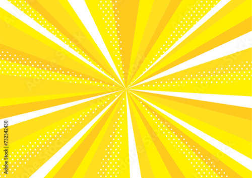 ドットが入った集中線の背景素材　黄色