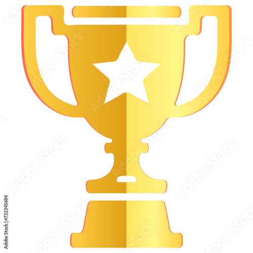 Winning award golden gradients metallic. Trophy cup icon paper cut vector illustration