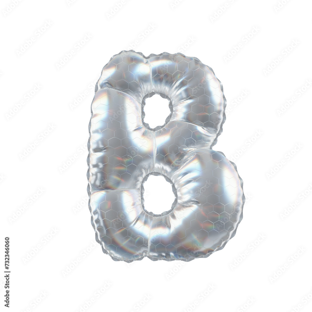 3D Balloon Letter B in Caustic glass hexagon Pattern 3D Balloon Letter B in Caustic glass hexagon Pattern