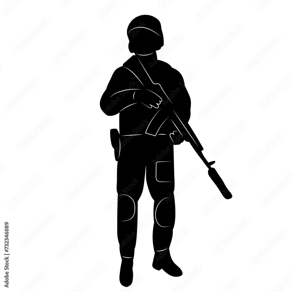 soldier silhouette on white background vector soldier silhouette on white background vector