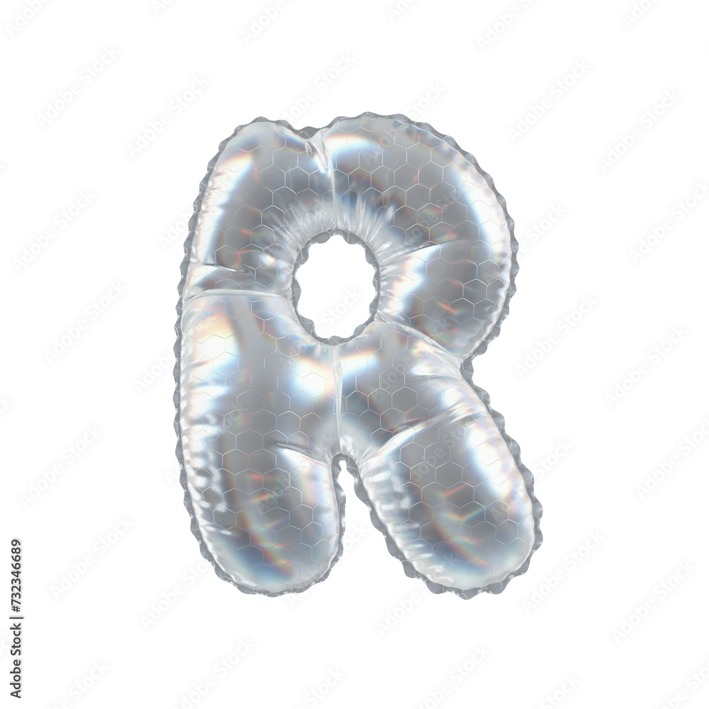 3D Balloon Letter R in Caustic glass hexagon Pattern 3D Balloon Letter R in Caustic glass hexagon Pattern
