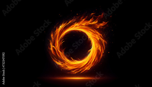 Majestic blaze wheel with soaring flames, creating a striking contrast on a black canvas for impactful visual compositions.
Generative AI. photo