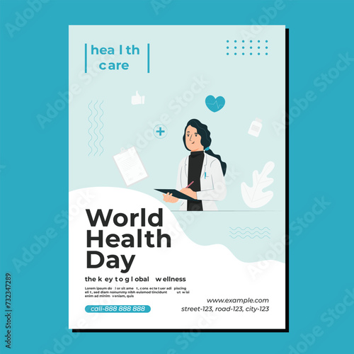 Free vector flyer vertical poster template for world health day celebration 2024