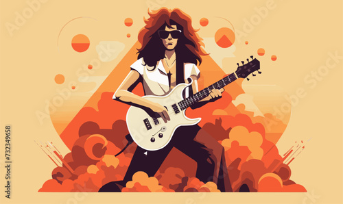 rock music fan vector flat minimalistic isolated illustration