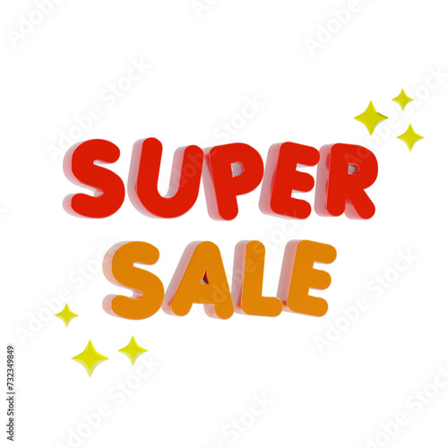 super sale shopping text 3d icon