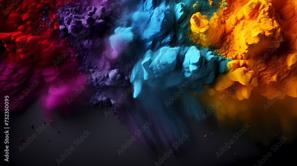 Happy Holi festival concept in India, colorful powder background Happy Holi festival concept in India, colorful powder background