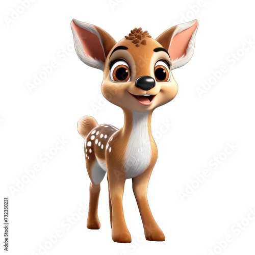 Deer cartoon character on transparent Background