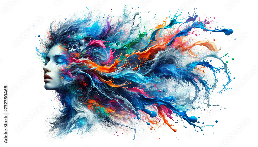 Abstract portrait of a woman with her hair and profile blending into a ...