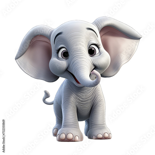 Elephant cartoon character on transparent Background