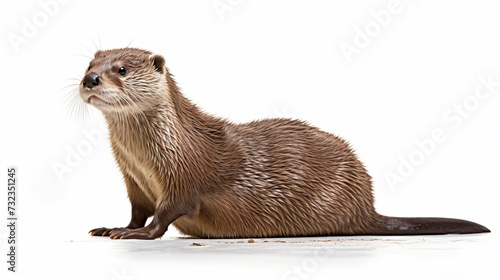 Image of a otter isolated on white background. Wild Animals