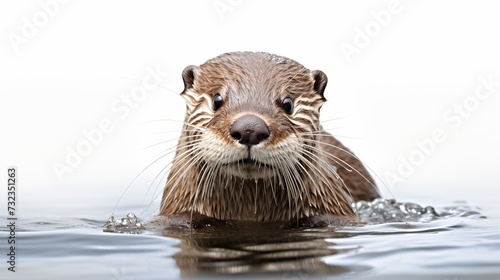 Image of a otter isolated on white background. Wild Animals © Tahir