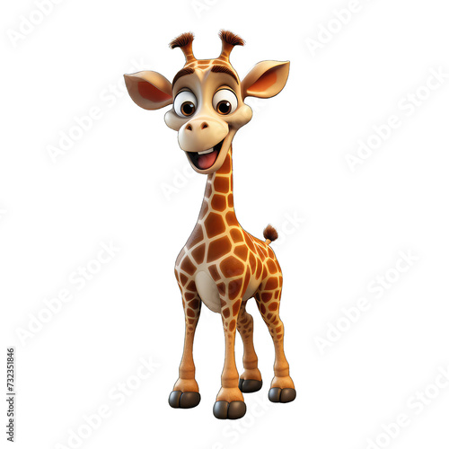 Giraffe cartoon character on transparent Background