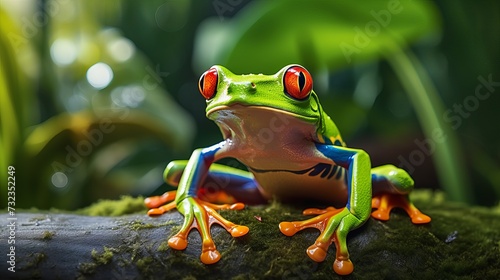 Nature Costa Rica. Red-eyed Tree Frog, Agalychnis callidryas, animal with big red eyes, in the nature habitat, Costa Rica. Beautiful frog in forest, exotic animal from central America. Wildlife photo