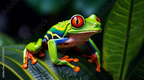 Nature Costa Rica. Red-eyed Tree Frog, Agalychnis callidryas, animal with big red eyes, in the nature habitat, Costa Rica. Beautiful frog in forest, exotic animal from central America. Wildlife