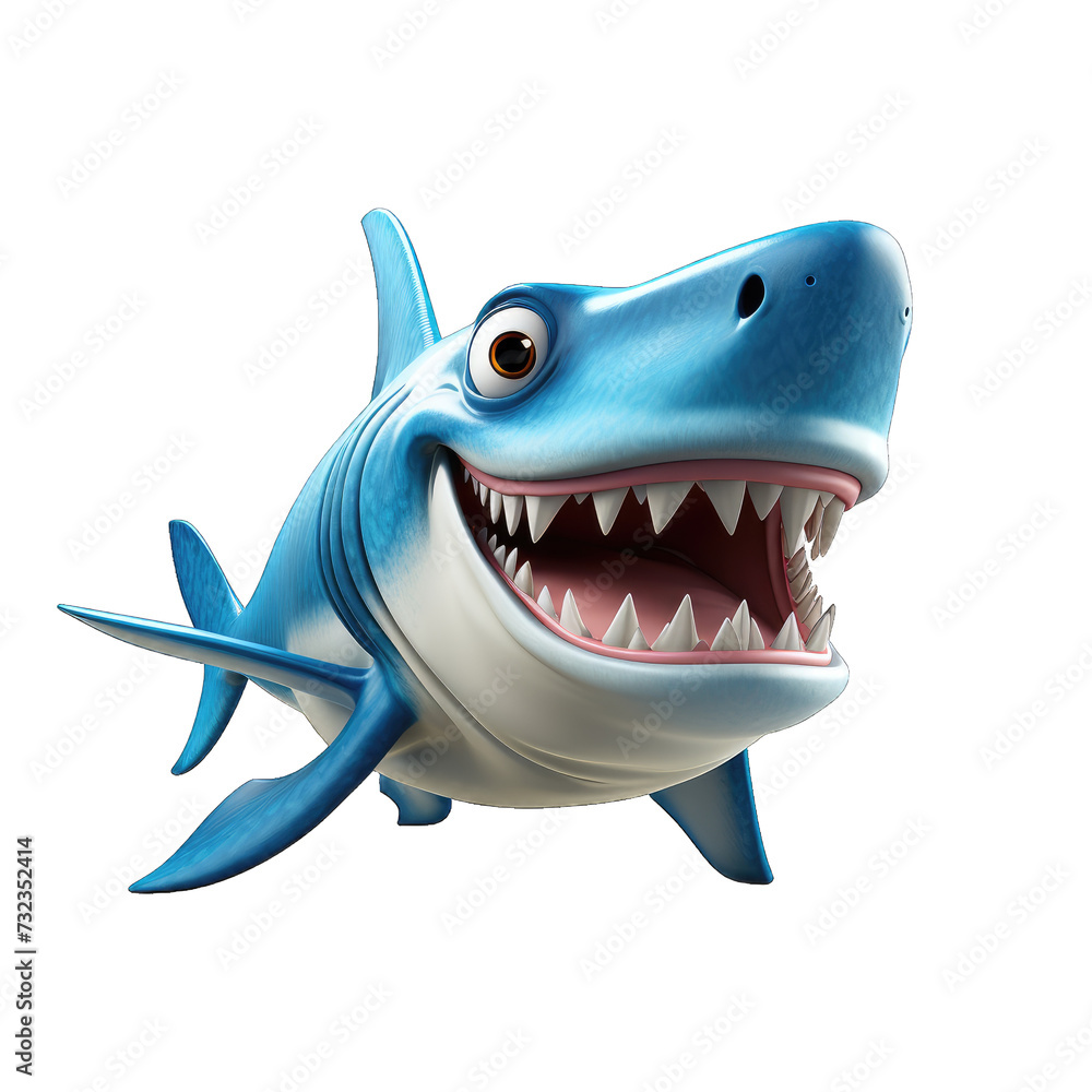 Hammerhead cartoon character on transparent Background Hammerhead cartoon character on transparent Background