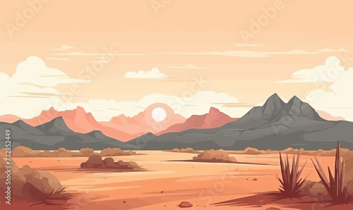 sunrise desert vector flat minimalistic isolated illustration