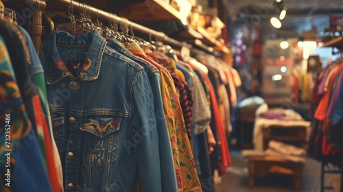 Diverse and Colorful Vintage Clothing on Display photo