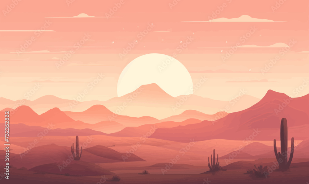 sunrise desert vector flat minimalistic isolated illustration