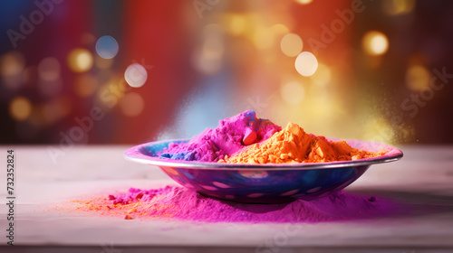 Happy Holi festival concept in India, colorful powder background