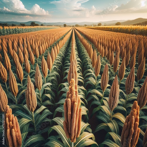 Millet or Sorghum plantations in the field photo