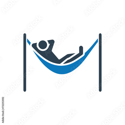 Person relaxing in a hammock vector