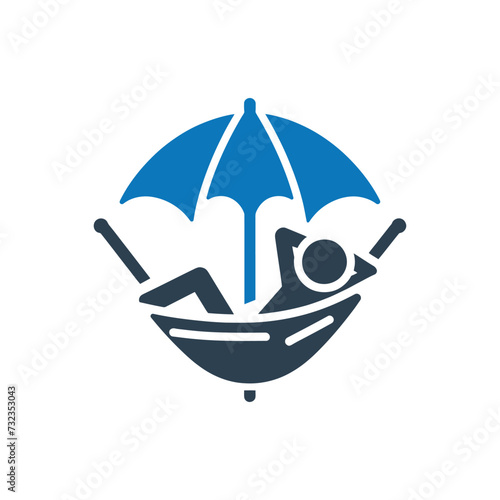 Person relaxing in a hammock vector