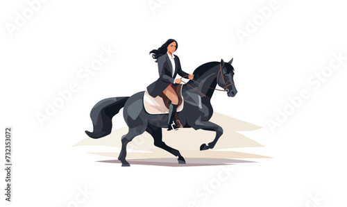 woman in suit riding horse vector flat isolated illustration