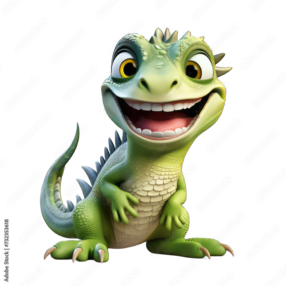 Fototapeta premium Iguana cartoon character on transparent Background