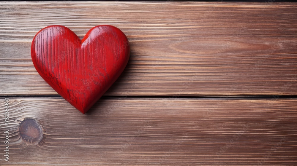 Red heart on a old wooden background Red heart on a old wooden background