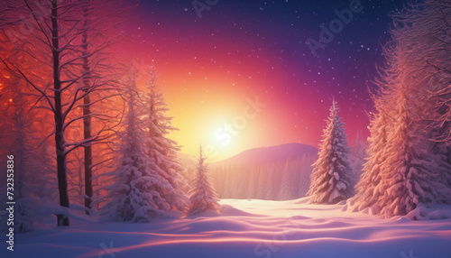 Enchanted Winter Sunrise in the Snowy Forest © liamalexcolman