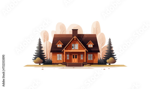 Large country house. Vector illustration