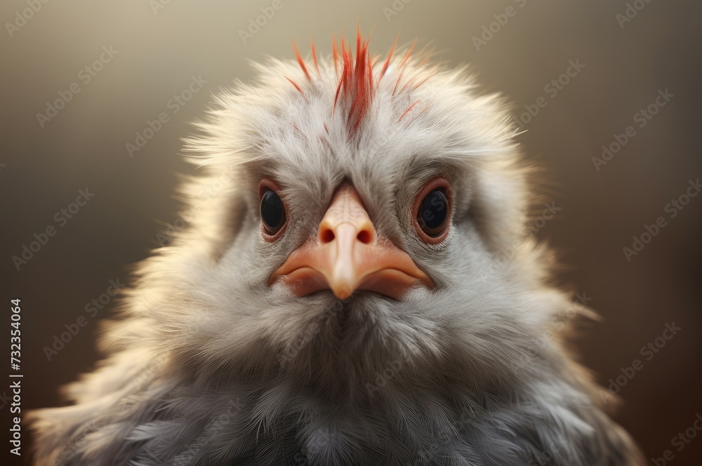 Fototapeta premium Delicate Little chicken closeup. Farm baby bird. Generate Ai