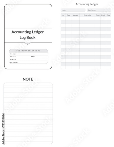 Editable Accounting Ledger Log Book Planner Kdp Interior printable template Design.