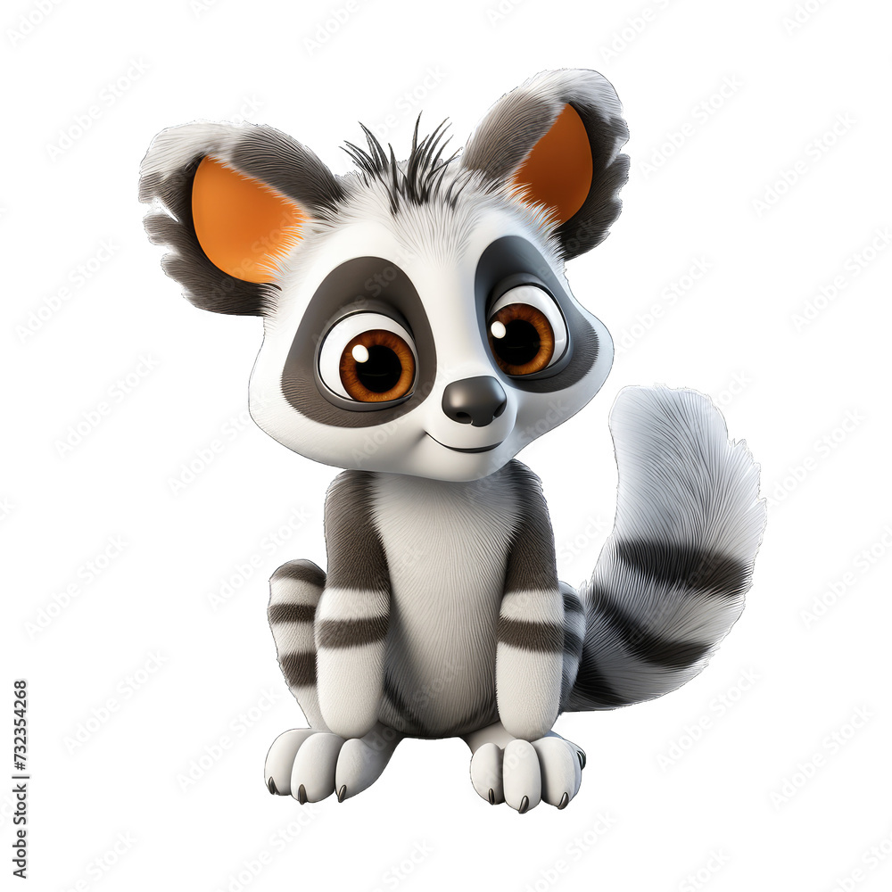 Lemur cartoon character on transparent Background